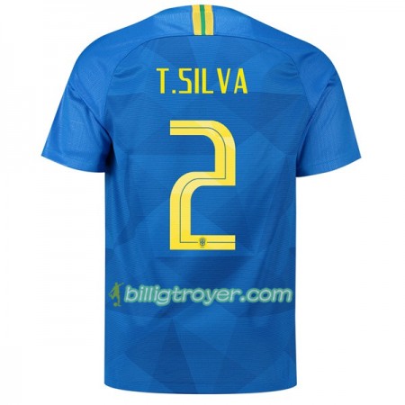 Billige Fotballdrakter Brasil T.Silva 2 VM 2018 Bortedraktsett